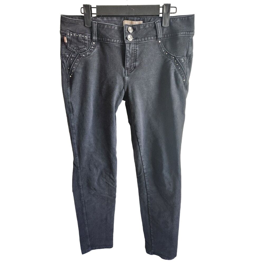 Beverly Jeans Juniors Sz 9 Skinny Jeans Black Gray Studded